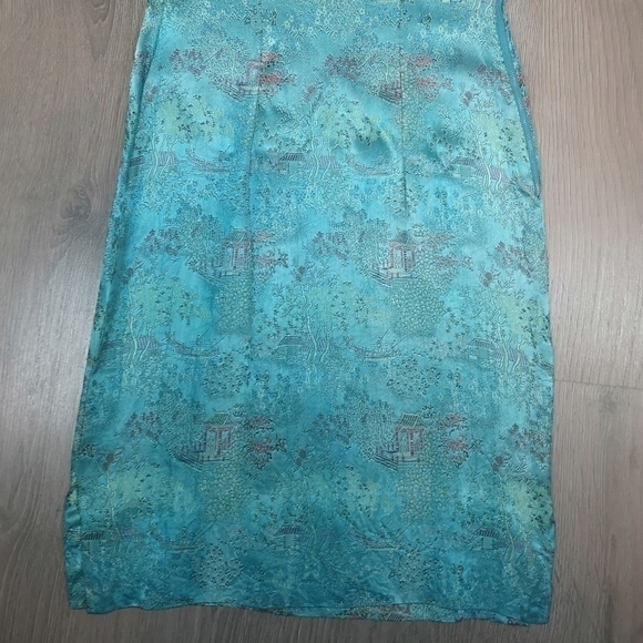 90S Y2K Chinoiserie Suzy Wong Cheongsam Lt Blue fitted short dress - Picture 3 of 7